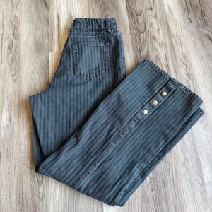 Vintage Y2K NY Jeans New Herringbone Pinstripe Wide Leg Pants Black 10 Punk